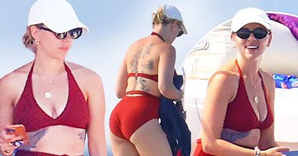 “Black Widow” Scarlett Johansson in bikini revealing her fat belly is still sexy